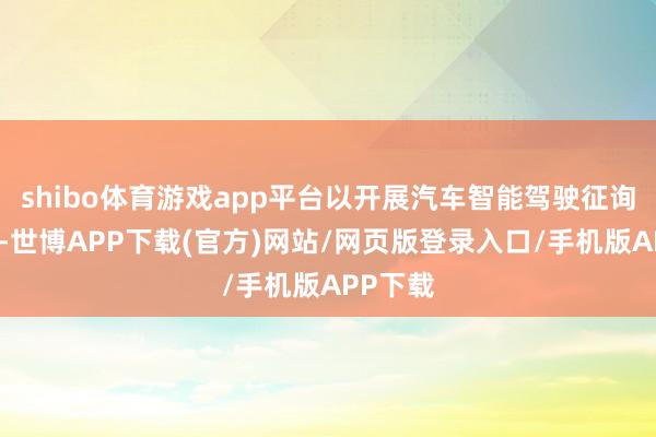 shibo体育游戏app平台以开展汽车智能驾驶征询为掩护-世博APP下载(官方)网站/网页版登录入口/手机版APP下载