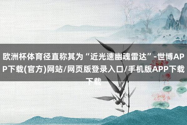 欧洲杯体育径直称其为“近光速幽魂雷达”-世博APP下载(官方)网站/网页版登录入口/手机版APP下载