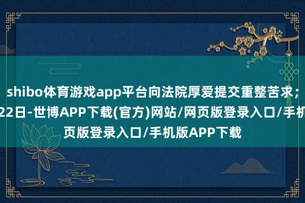 shibo体育游戏app平台向法院厚爱提交重整苦求；2024年4月22日-世博APP下载(官方)网站/网页版登录入口/手机版APP下载